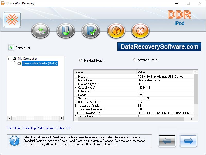 iPod data recovery program restores deleted pictures, images, audio, video files