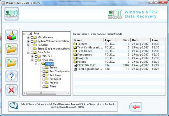 NTFS Data Recovery Software screen shot