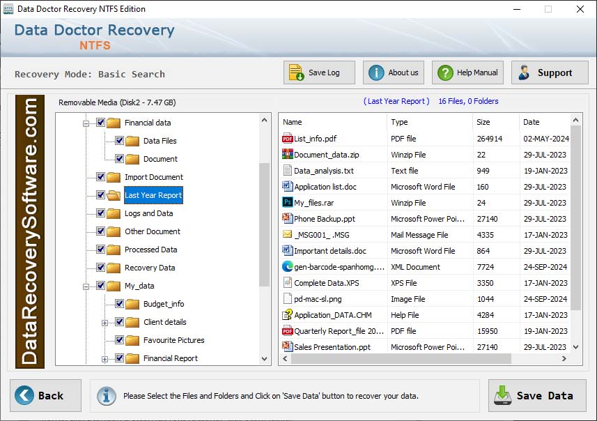 Screenshot of NTFS Data Recovery Software