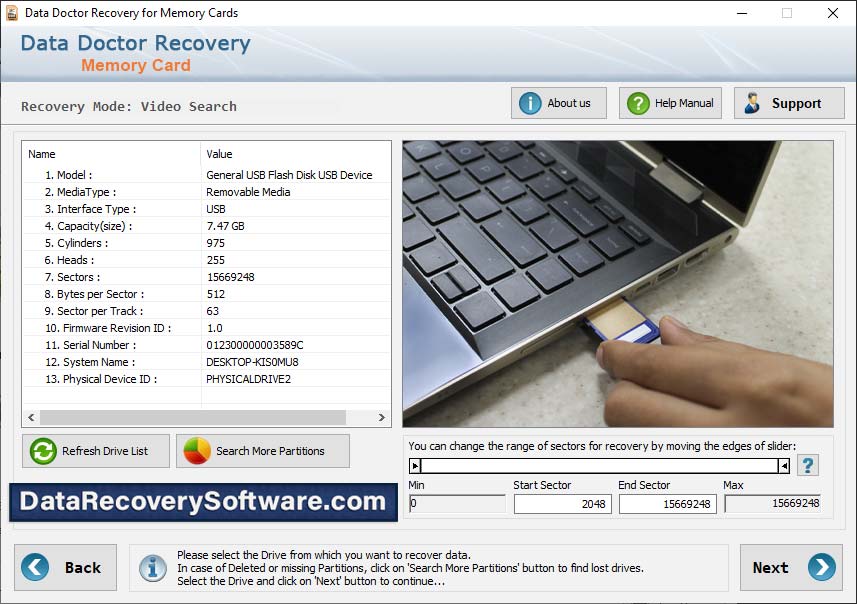 Screenshot of Download Card Recovery