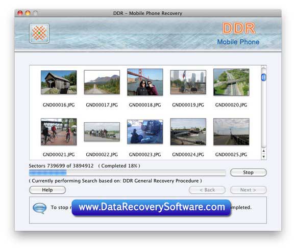 Screenshot of Mobile Phone Files Recover Mac