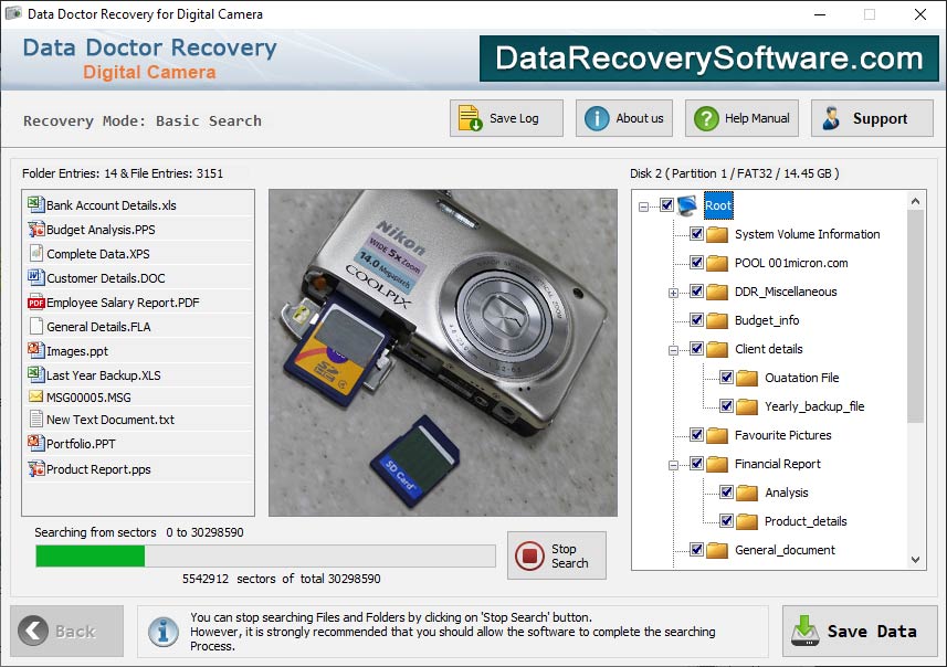 Screenshot of Data Doctor Recovery Digital Camera