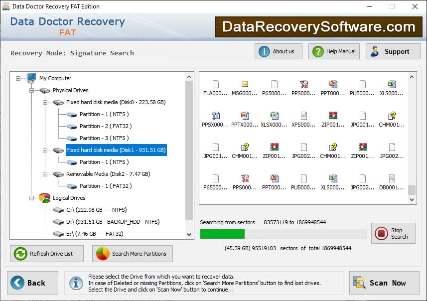 Screenshot of Data Recovery Fat