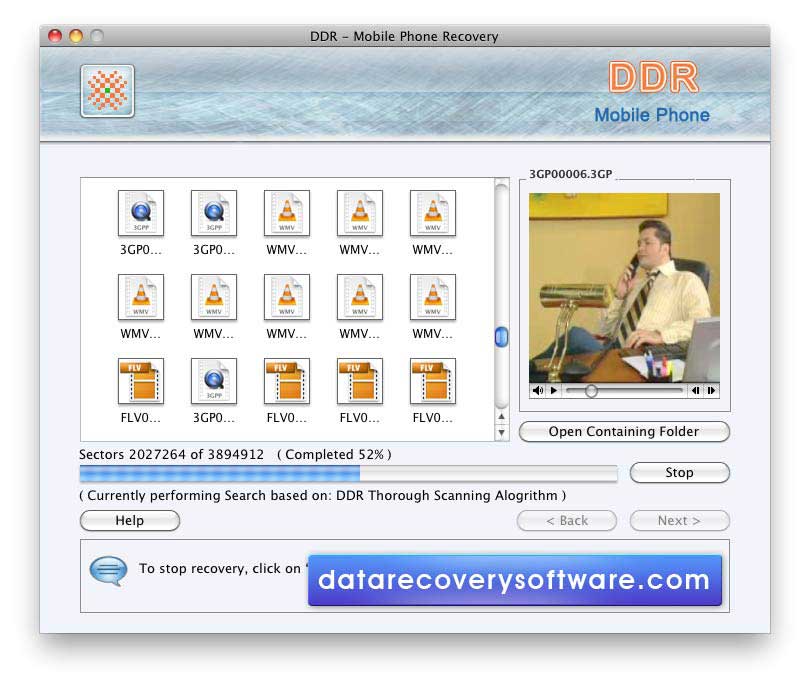 Screenshot of Mac Data Recovery Software Mobile Phone