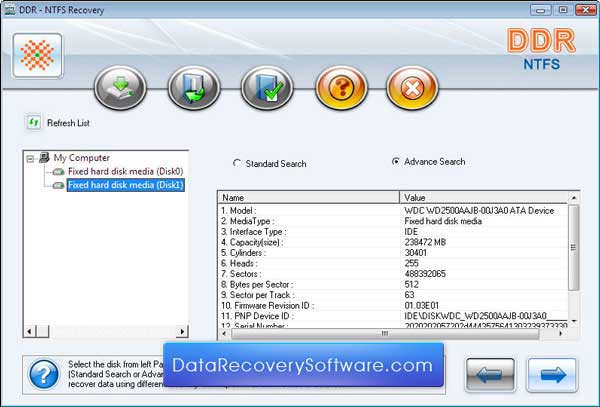 Screenshot of Data Recovery NTFS