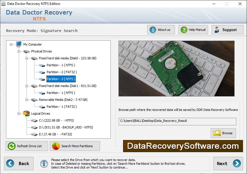 Screenshot of Data Recovery NTFS