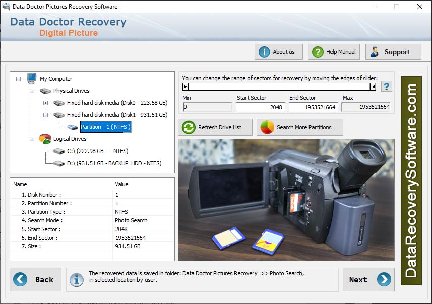 Screenshot of Pictures Recovery Software