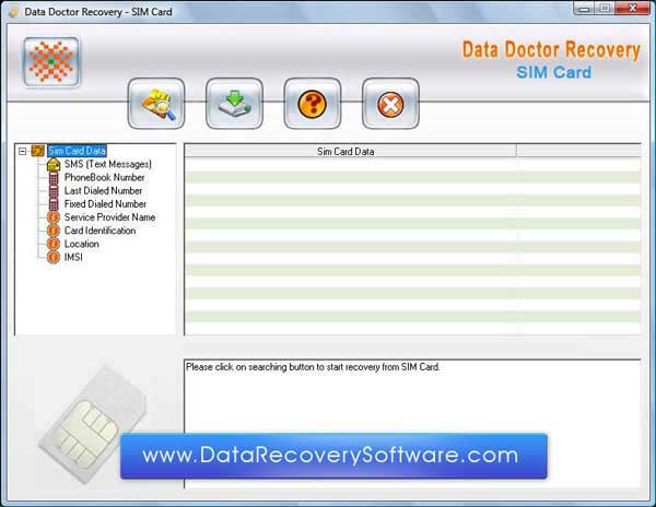 Screenshot of Data Recovery SIM Cards
