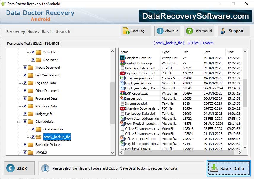 open contaning folder Android Data Recovery Software