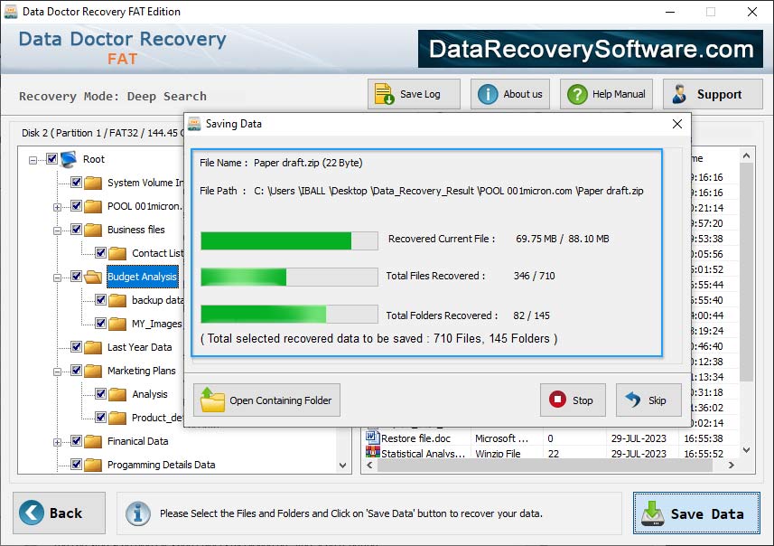 saved Professional Recovery FAT Data Recovery Software