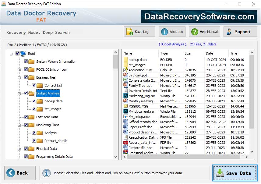 saved Professional Recovery FAT Data Recovery Software