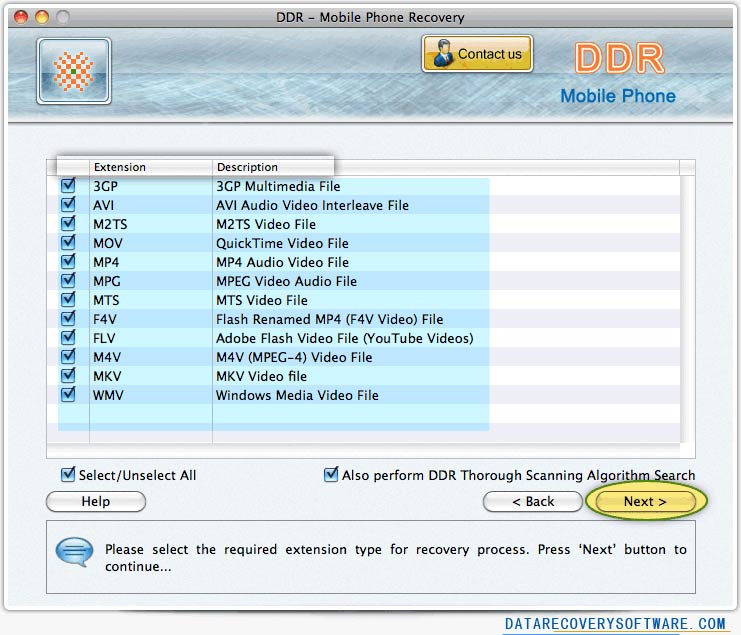 Select Extension Type Select Extension Type