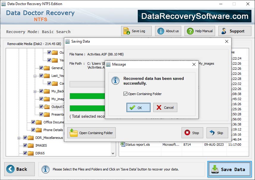 open containing folder NTFS Data Recovery Software