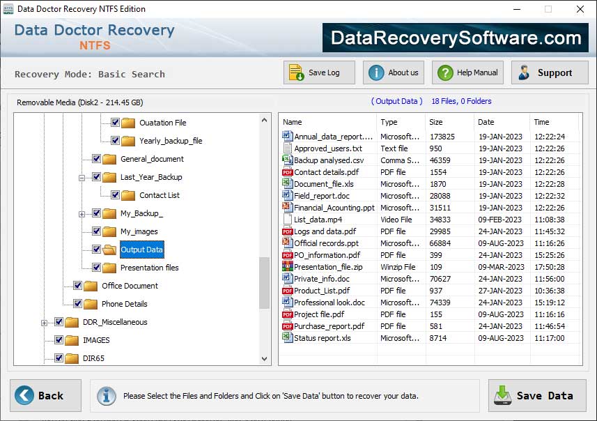 saved Professional Recovery NTFS Data Recovery Software