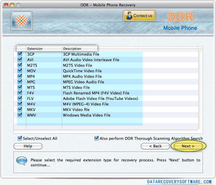 Select Extension Type Select Extension Type