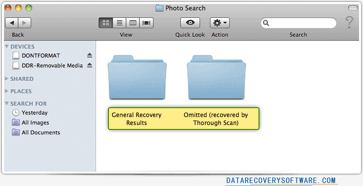 Mac recovery software General Recovery Results